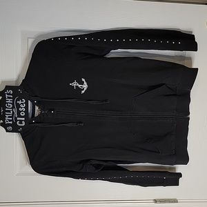 Cruisewear Couture Hooded Jacket Black White Medium Zip Up